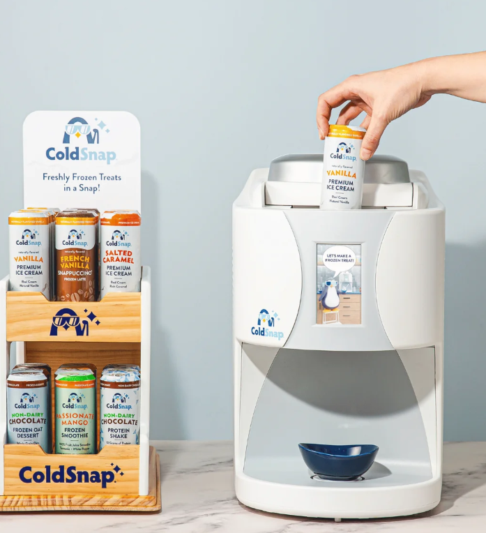 ColdSnap countertop machine with individually packaged frozen treat pods