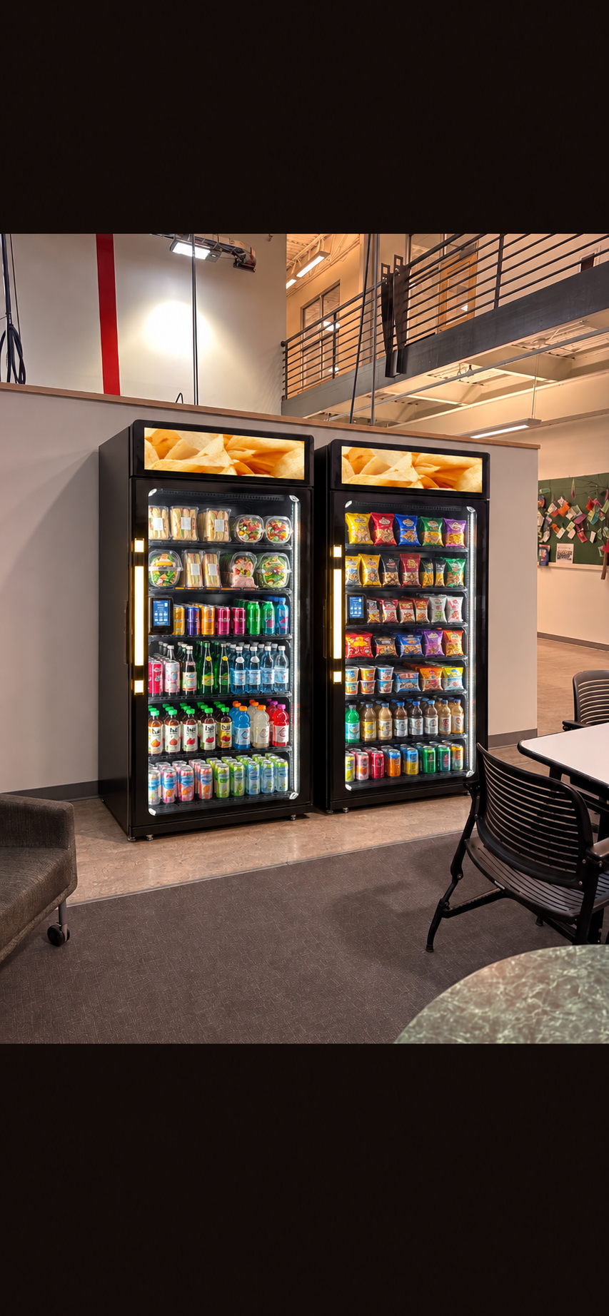 Concept showing the same workplace transformed with two premium VRK smart markets